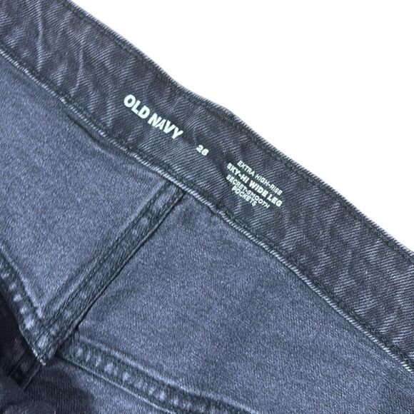 Old navy women’s extra high rise sky-hi wide leg jeans washed black 26 new - Picture 3 of 6